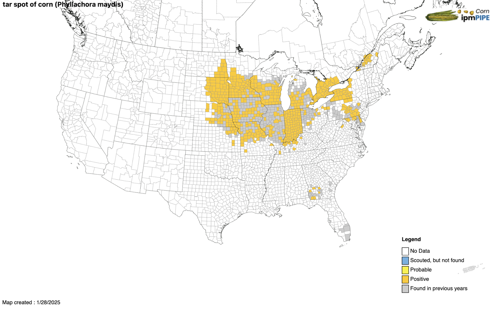 Tar Spot Corn Map 2024