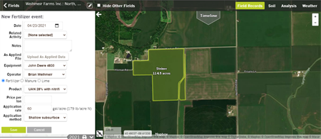 Nitrogen application in Corn