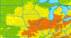 Map of Northern Leaf Blight Risk in August 2021